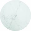 VIDAXL Tafelblad &#xD8, 90x1 cm gehard glas met marmeren design wit online kopen