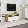VidaXL Tv meubel 120x30x50 Cm Spaanplaat Wit En Sonoma Eikenkleurig online kopen