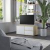 VidaXL Tv meubel 80x34x36 Cm Spaanplaat Wit En Sonoma Eikenkleurig online kopen