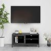 VidaXL Tv meubel 90x30x44 cm staal en glas antracietkleurig online kopen
