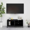 VidaXL Tv meubel 90x30x44 Cm Staal En Glas Zwart online kopen