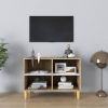 VidaXL Tv meubel met houten poten 69, 5x30x50 cm wit sonoma eikenkleur online kopen