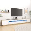 VidaXL Tv meubel Met Led verlichting 300x35x40 Cm Wit En Sonoma Eiken online kopen