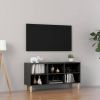 VidaXL Tv meubel met massief houten poten 103, 5x30x50 cm grijs online kopen