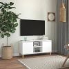 VidaXL Tv meubel Met Massief Houten Poten 103, 5x35x50 Cm Wit online kopen