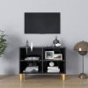 VidaXL Tv meubel met massief houten poten 69, 5x30x50 cm grijs online kopen