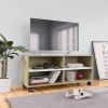 VidaXL Tv meubel Met Wieltjes 90x35x35 Cm Spaanplaat Wit En Sonoma online kopen
