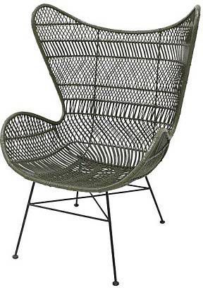 vuilnis Trekker pion HKliving Bohemian Eggchair Rattan 82 x 110 cm Olijfgroen - Meubelmooi.nl