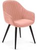 Kave Home Fabia fluwelen stoel in roze met zwart stalen poten online kopen