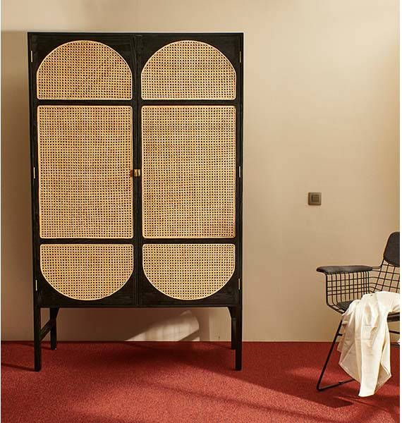 Retro Webbing Kast Zwart 125 x 50 x 200 cm