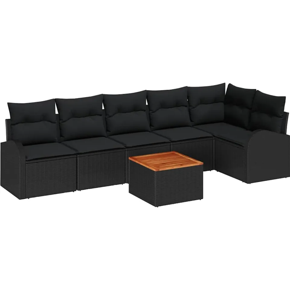 vidaXL Tuinbankenset 7 st Zwart poly rattan