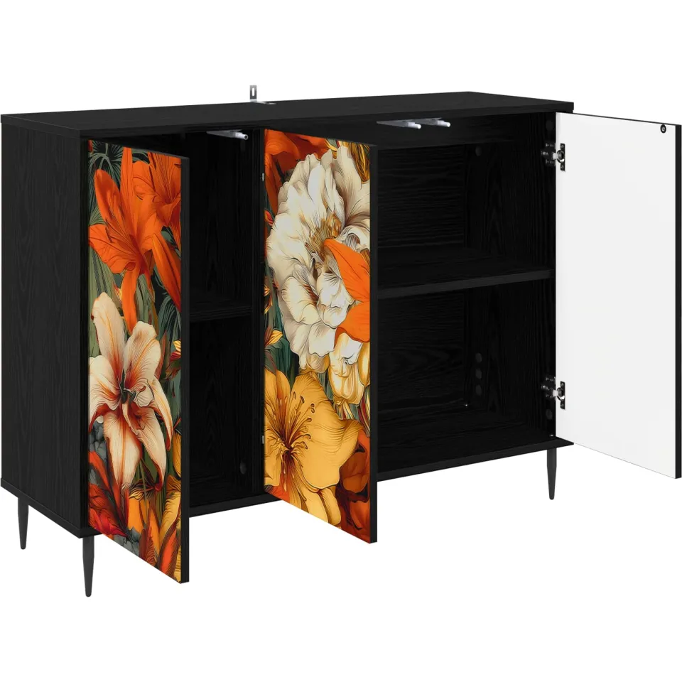 vidaXL Dressoir GENNEP Zwart eiken 102 x 33 x 76 cm Bewerkt hout