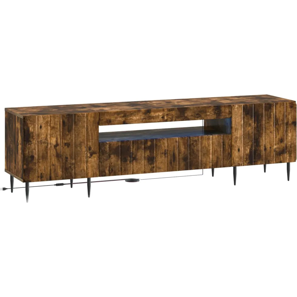 vidaXL LED tv-meubel ZWOLLE 153 x 35 x 43 cm Gerookt eiken, foto 3
