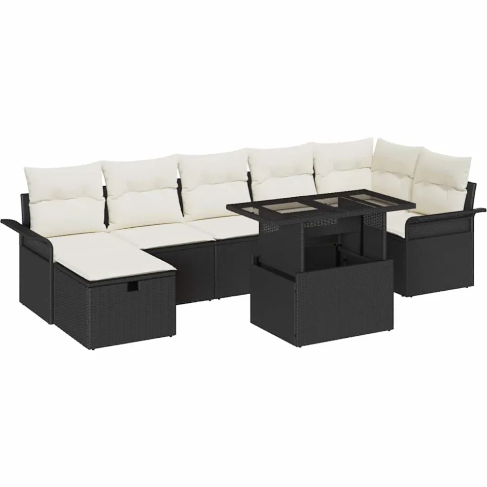 vidaXL Tuin Sofa Set 8 st Zwart poly rattan