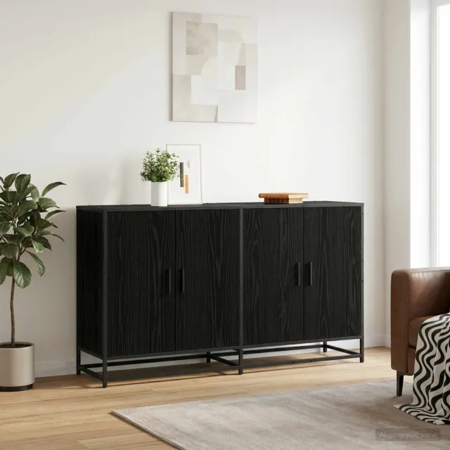 vidaXL Dressoir Zwart eiken 134 x 35 x 76 cm Bewerkt hout