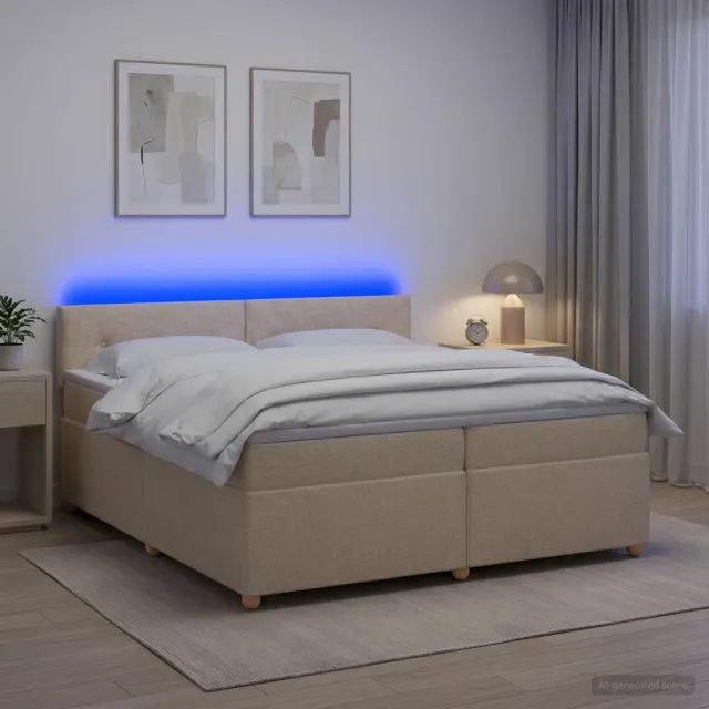 vidaXL Boxspringbed met matras Crèmekleurig 200 x 200 cm Stof
