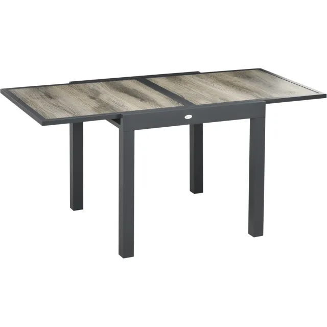 Clruro Tuintafel - 160x80x75 cm - Uitschuifbare Tafel - Houtlook Aluminium - Balkon & Terras - Beige Grijs