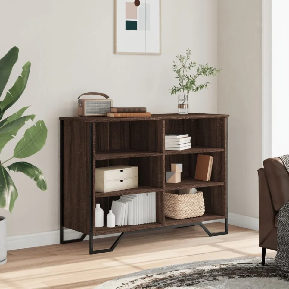 vidaXL Dressoir 101x35,5x74,5 cm bewerkt hout bruin eikenkleur, foto 2