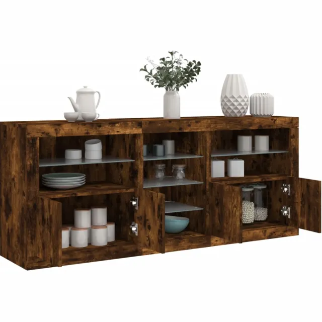 vidaXL Dressoir met LED-verlichting 162x37x67 cm bruin eiken