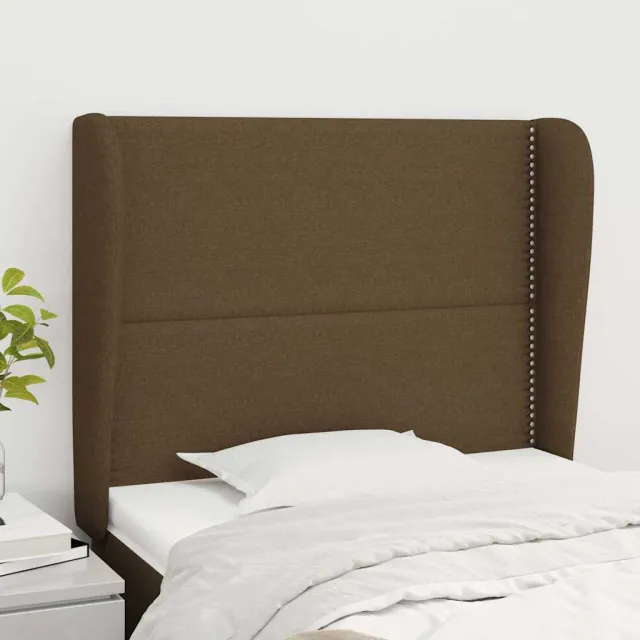 vidaXL Hoofdbord met randen 93x23x118/128 cm stof donkerbruin bruin