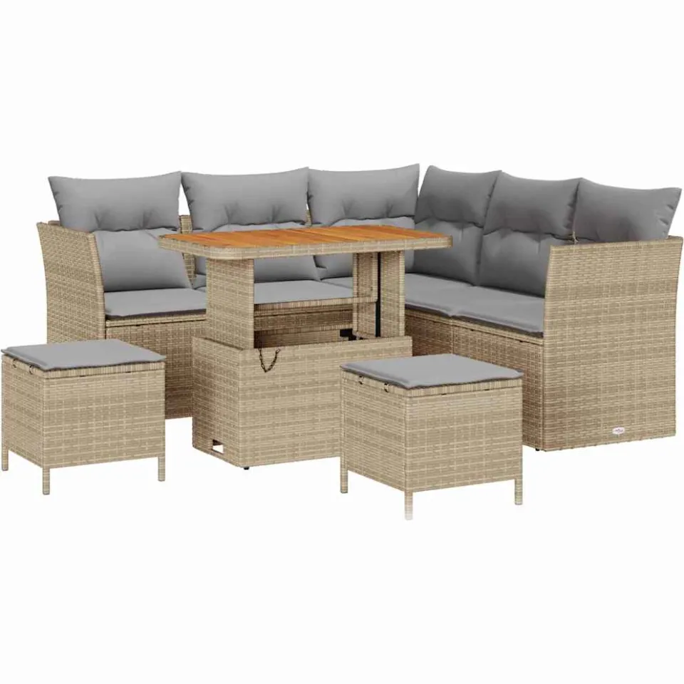 vidaXL Tuinbankenset 8 st Beige poly rattan
