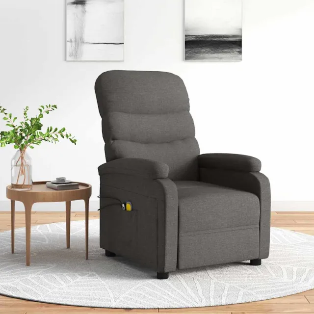 vidaXL Massagestoel elektrisch stof donkergrijs grijs, foto 2