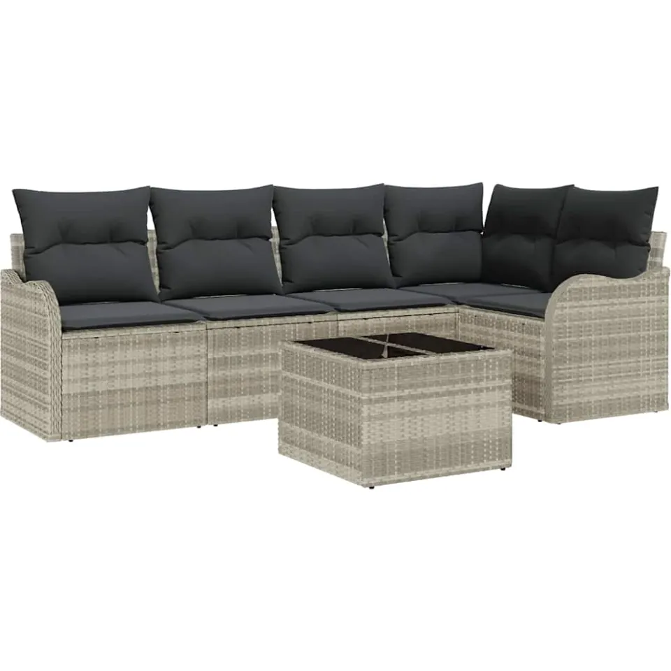 vidaXL Tuin Sofa Set 6 st Lichtgrijs poly rattan