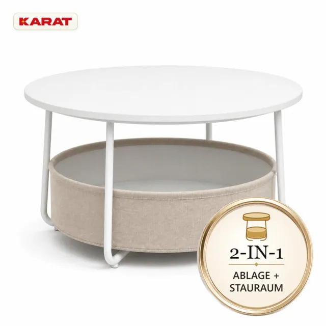 Floordirekt Bijzettafel Tore - Ronde Woonkamertafel met Open Opbergruimte - Ø 75 x 45 cm - Wit