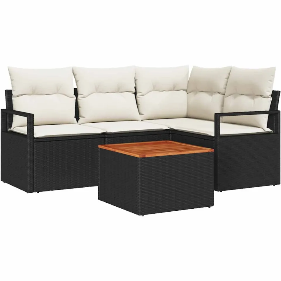 vidaXL Tuinbankenset 5 st Zwart poly rattan, foto 3