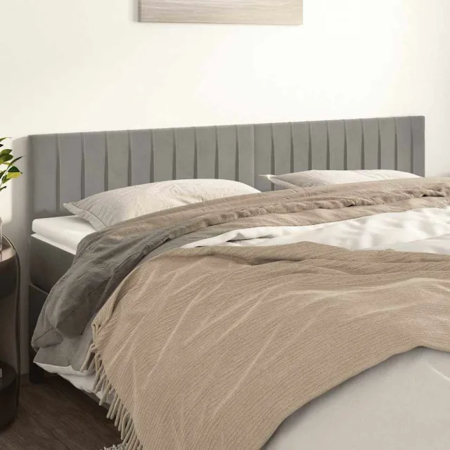 vidaXL Hoofdborden 200x5x78/88 cm fluweel lichtgrijs grijs