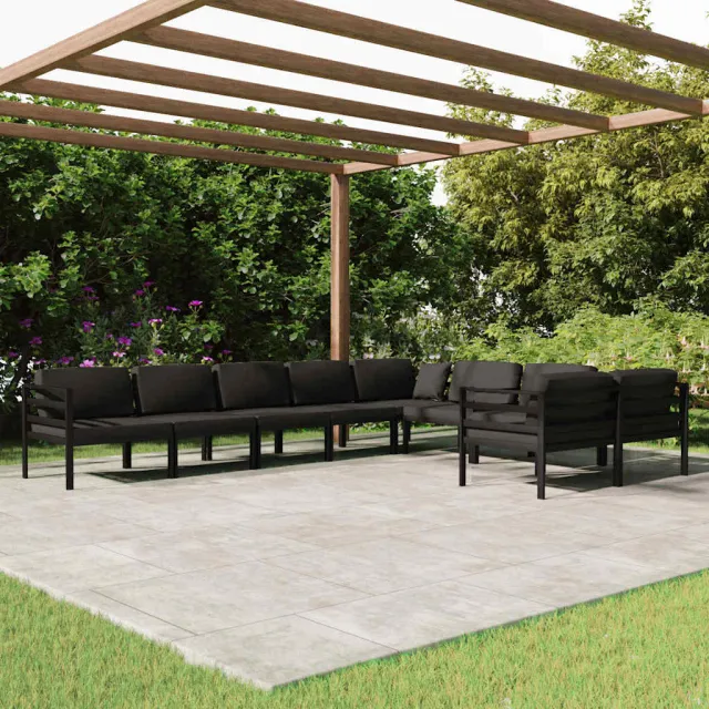 vidaXL 9-delige Loungeset met kussens aluminium antracietkleurig, foto 2