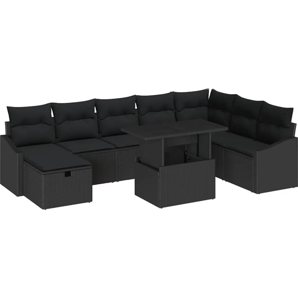 vidaXL Tuin Sofa Set 9 st poly rattan Lichtgrijs
