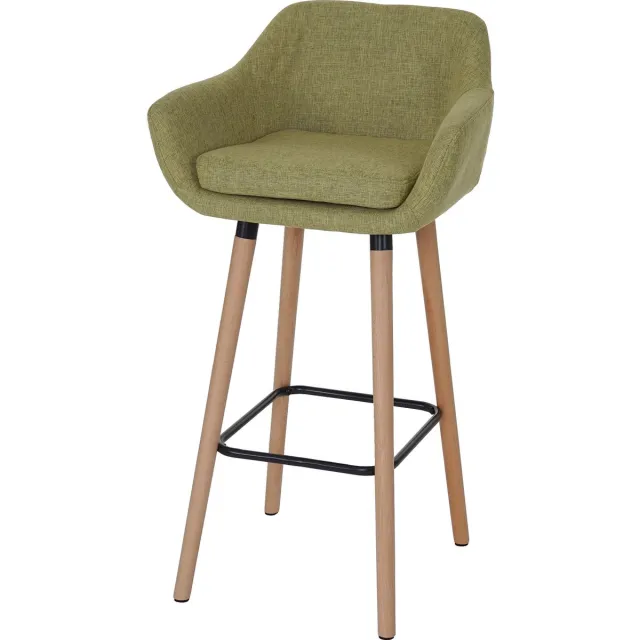 MCW Set van 2 barkrukken Malmö T381, barkruk barkruk ~ textiel, lichtgroen