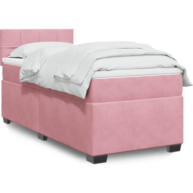 vidaXL Boxspring met matras fluweel roze 100x200 cm