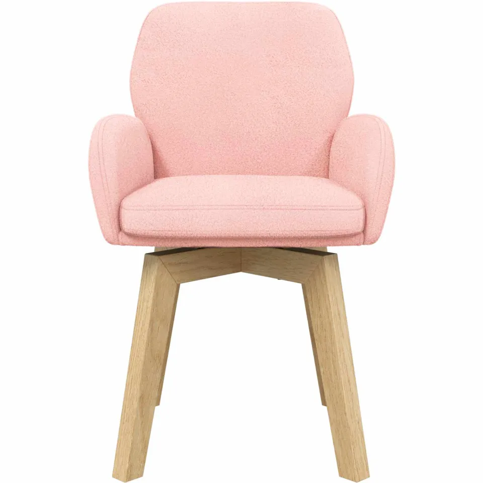 vidaXL Draai Eetstoelen 2 st Bouclé Roze 54 x 58 x 87 cm