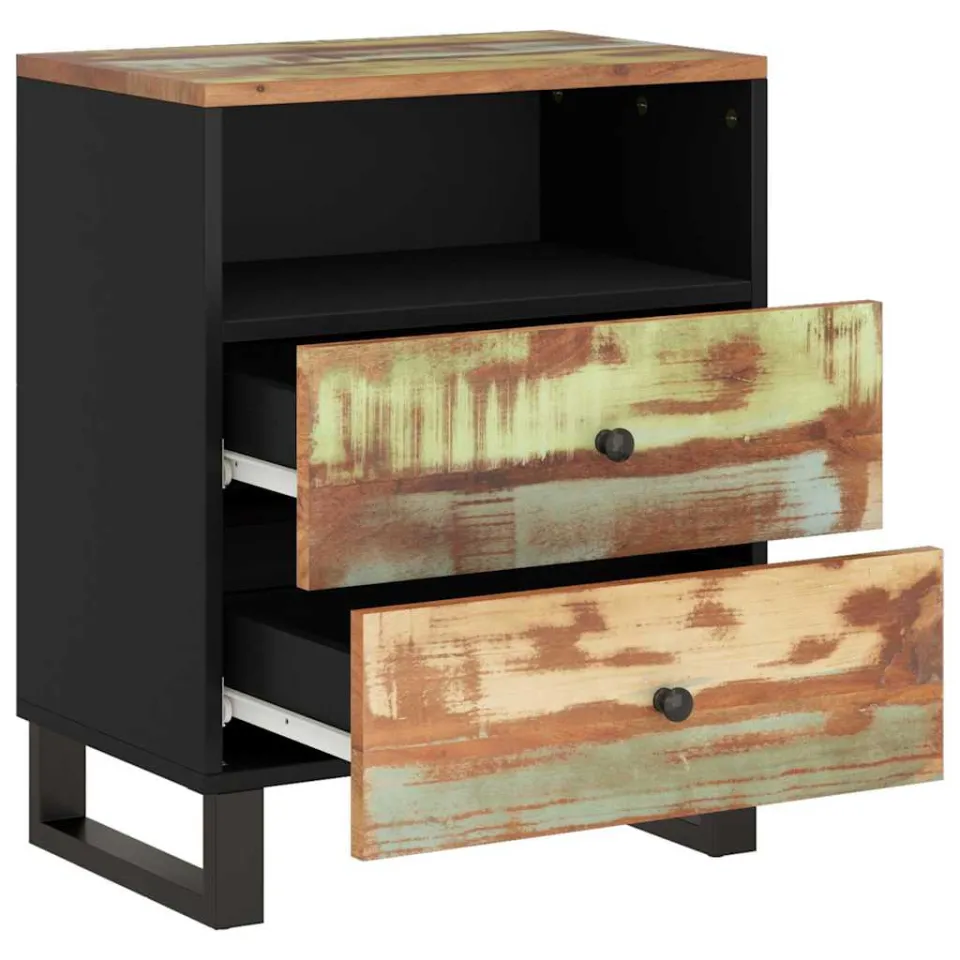 vidaXL Nachtkastje 50x33x62 cm massief gerecycled hout en bewerkt hout meerkleurig, foto 4