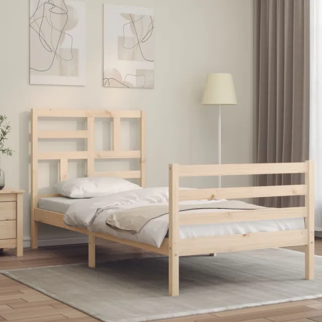 vidaXL Bedframe met hoofdbord massief hout 100x200 cm Bruin