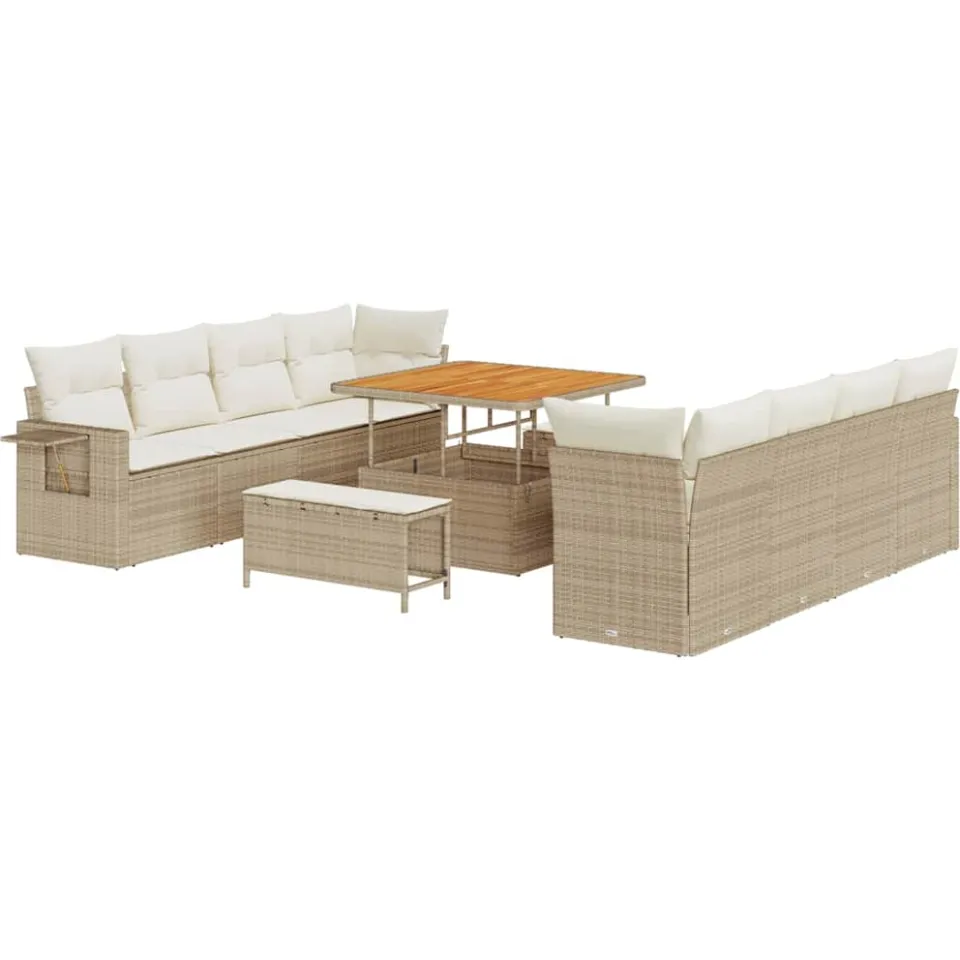 vidaXL Tuin Sofa Set 11 st Beige Poly riet