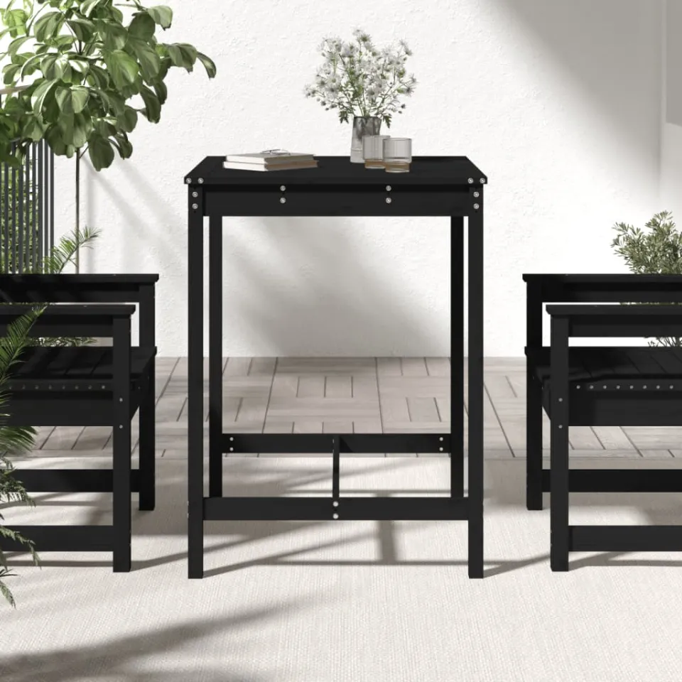 vidaXL Tuintafel 82,5x82,5x110 cm massief grenenhout zwart, foto 3