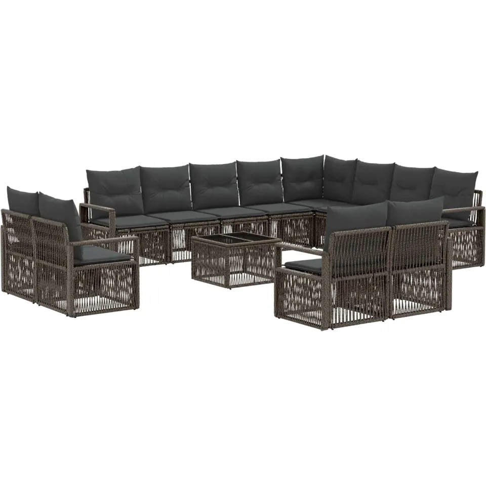 vidaXL Tuinbankenset 13 st Grijs poly rattan, foto 3