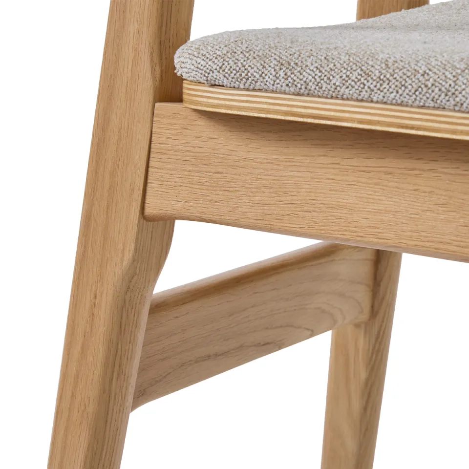 Olivine Lana houten eetkamerstoel naturel - met beige stoffen zitting, foto 4
