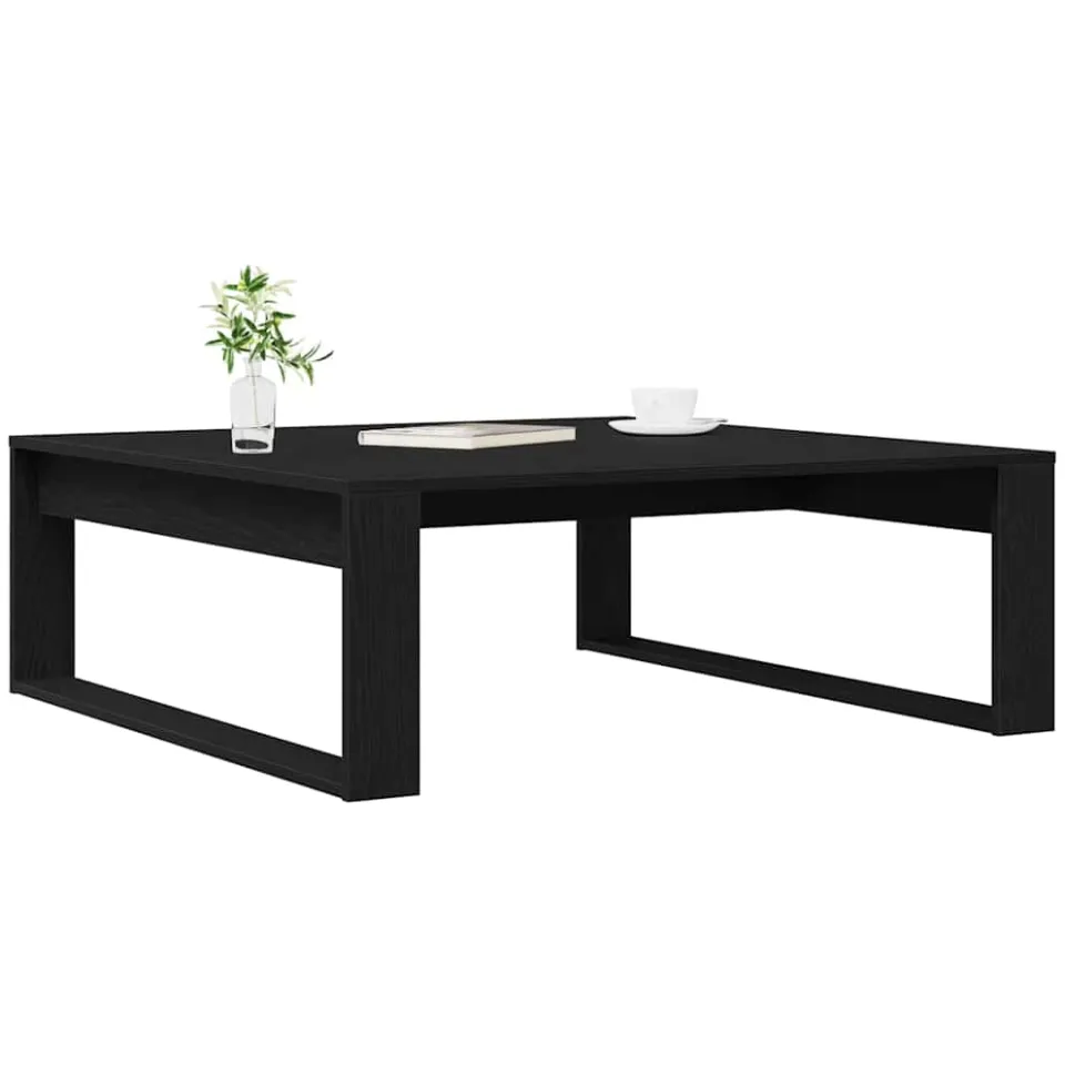 vidaXL Salontafel Zwart Eiken 100 x 100 x 35 cm Bewerkt hout
