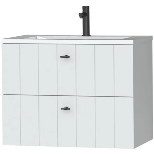 Tiger Maryport Meubelset 80 cm met 2 lades Mat wit incl Quadro wastafel Hoogglans wit - 1496018911