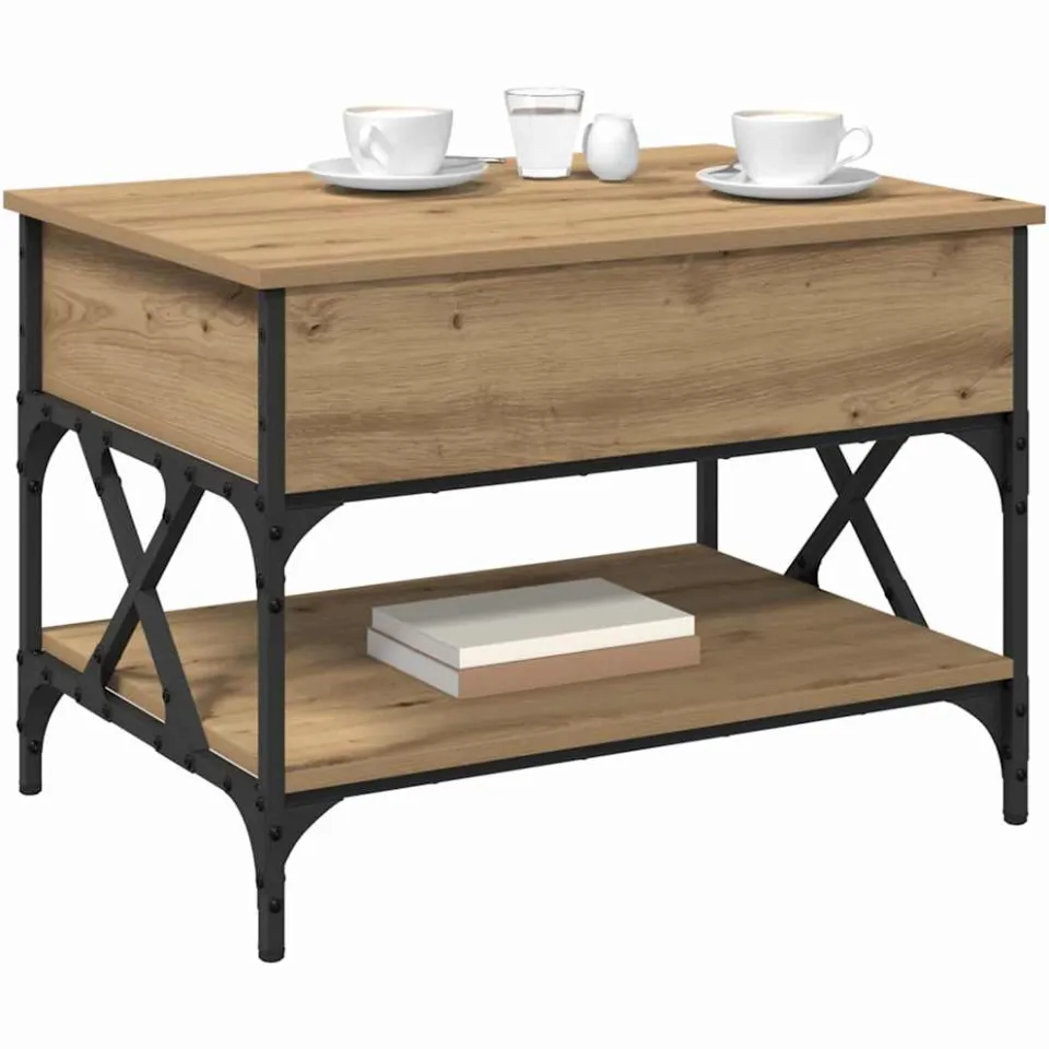 vidaXL Salontafel Artisan Eiken 70x50x50cm Bewerkt hout Bruin