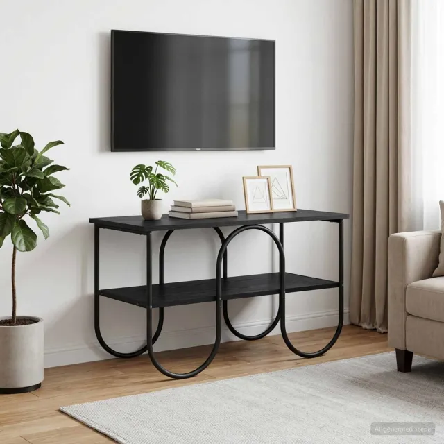 vidaXL TV-standaard 80 x 40 x 50 cm Zwart eiken Bewerkt hout, foto 2