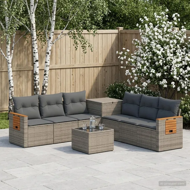 vidaXL Bankstel 8 st Grijs en Donkergrijs 55 x 55 x 37 cm