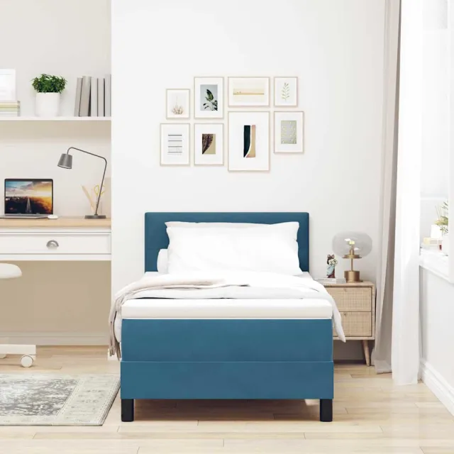 vidaXL Boxspringbed met hoofdeinde Donkerblauw 90 x 200 cm Fluweel