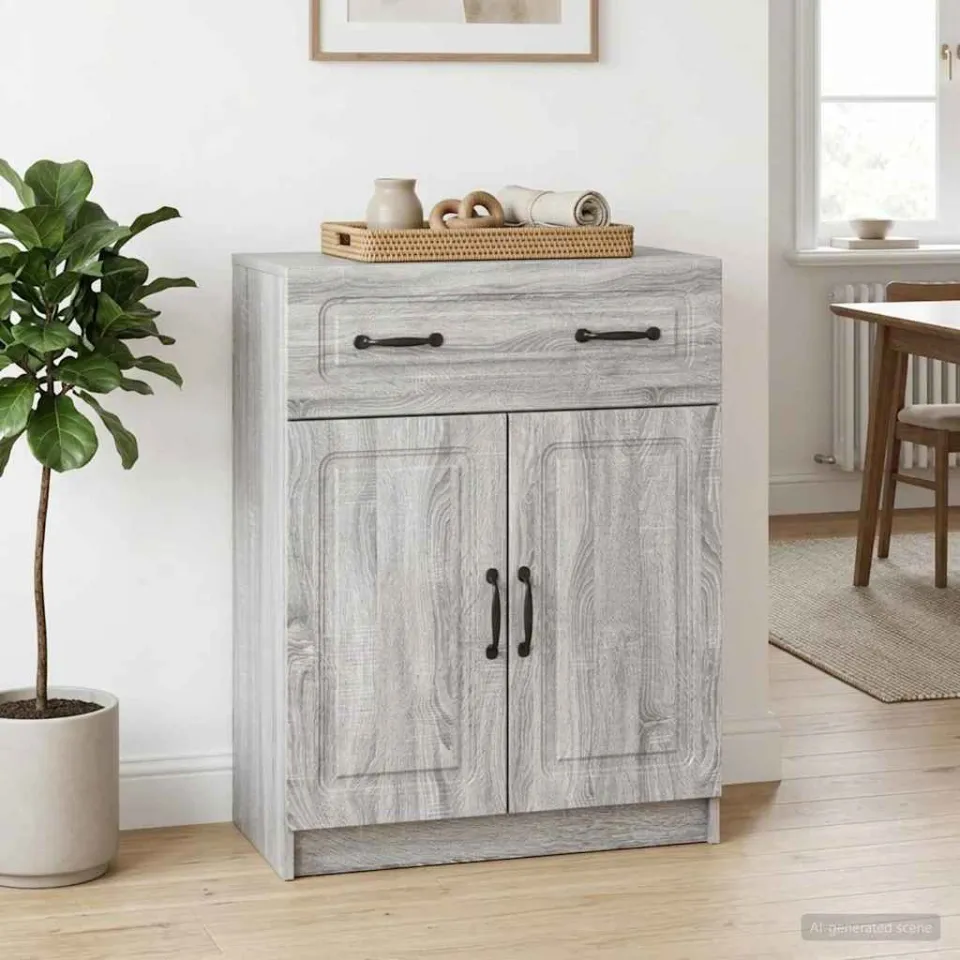 vidaXL Dressoir met lade Grijs sonoma 66 x 34,5 x 87 cm Bewerkt hout, foto 3