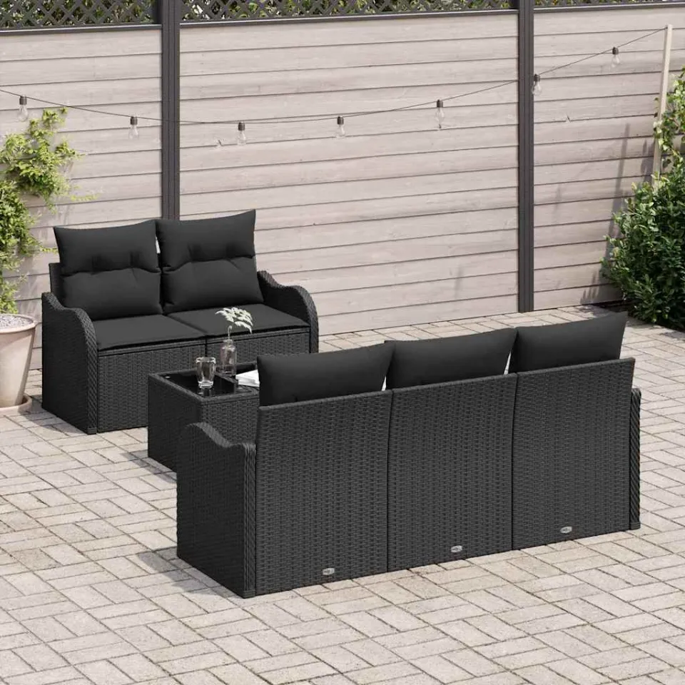 vidaXL Tuin Sofa Set Zwart poly rattan, foto 3
