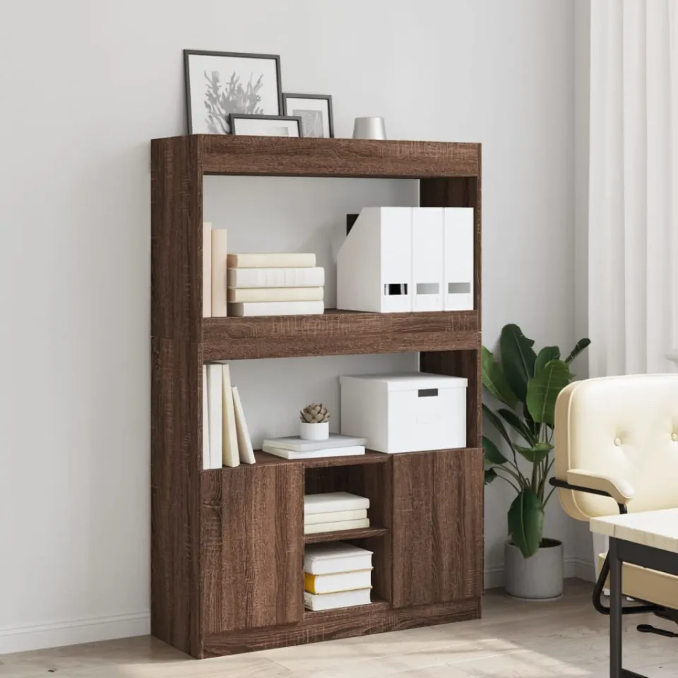 vidaXL Hoge kast 92x33x140 cm bewerkt hout bruin eikenkleur, foto 2
